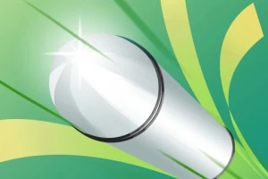 Strieborná raketa letiaca na zelenom a žltom pozadí so svetelnými efektmi