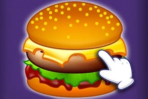 Obrázok veľkého burgera s rôznymi ingredienciami a bielou rukavicou ukazujúcou na syr