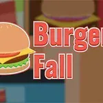 Ilustrácia hamburgeru s nápisom Burger Fall na farebnom pozadí