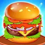 Veľký hamburger s paradajkami, šalátom, syrom, cibuľou a kečupom na modrom pozadí so žiarivými hviezdami