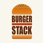 Nápis Burger Stack vložený medzi graficky znázornenú hornú a spodnú časť žemle