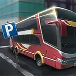 Červený dvojposchodový autobus parkuje v mestskom prostredí vedľa značenia s parkovacou tabuľou