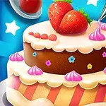 Torta zdobená ružovým krémom a jahodami s lízatkom a hviezdičkovou dekoráciou na modrom pozadí