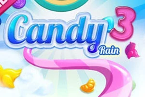 Farebné cukríky na pastelovom pozadí s nápisom Candy Rain 3
