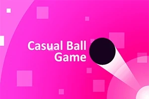 Ružové pozadie s čiernou guľou a textom „Casual Ball Game“
