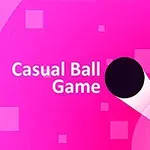 Ružové pozadie s čiernou guľou a textom „Casual Ball Game“