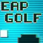 Nápis CHEAP GOLF na modrom pozadí s pixelovým kurzorom ruky