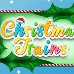 Farebný nápis Christmas Trains s vianočnou čiapkou na pozadí s vianočným motívom listov a bobúľ