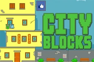 Žltá budova vedľa nápisu City Blocks s modrým nebom v pozadí