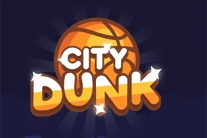 Basketbalová lopta s nápisom CITY DUNK na tmavomodrom pozadí
