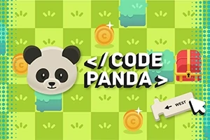 Panda obrázok s textom , pozadie s mincami a pokladnicou na zelenej kockovanej ploche
