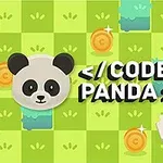 Panda obrázok s textom , pozadie s mincami a pokladnicou na zelenej kockovanej ploche