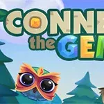 Farebný nápis Connect the Gems s dvoma kreslenými sovami v pozadí lesa
