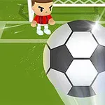 Kreslená postavička stojí v bránke na futbalovom ihrisku, zatiaľ čo veľká futbalová lopta letí smerom k nej
