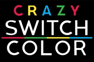 Farebné nápisy CRAZY SWITCH COLOR na čiernom pozadí