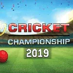 Zlatý pohár a červená kriketová lopta na ihrisku s nápisom CRICKET CHAMPIONSHIP 2019 a štadiónom v pozadí