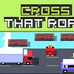 Pixelová grafika s nápisom Cross That Road, predstavuje prechod cez cestu s nákladným autom, autom a kuriatkom
