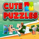 Kreslené puzzle na tropickej pláži s palmami a chatkou