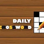 Krížovka s ceruzkou na drevenom pozadí s nápisom „Daily Crossword“