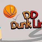 Farebná ceruzka, oranžová basketbalová lopta a nápis DD Dunk Line na sivom pozadí