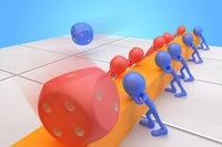Dice Push: zábavná hra s kockou a 3D postavičkami na platforme