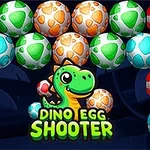 Farebné vajcia s dinosaurími vzormi usporiadané v skupinách na tmavom pozadí s kresleným dinosaura v strede