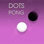 Fialové pozadie s nápisom Dots Pong a dvoma kruhmi, čiernym a bielym