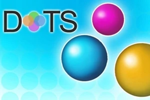 Farebné gule na modrom pozadí s nápisom DOTS
