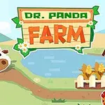 Ilustrácia zobrazuje pandu so slameným klobúkom pri kravičke na farme vedľa jazera a nápis DR
