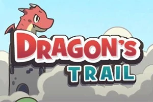 Červený drak vyčnievajúci zo steny vedľa názvu Dragons Trail na pozadí mrakov