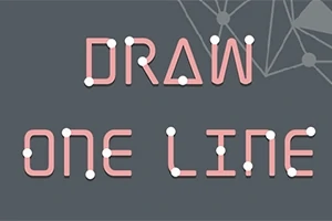 Text DRAW ONE LINE vytvorený spojením bodiek s čiarami na šedom pozadí