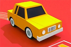Žlté hranaté auto na červenom pozadí