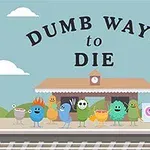 Veselé farebné postavičky stoja na vlakovej stanici pod textom Dumb Ways to Die