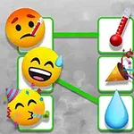 Emotikony zobrazujúce chorobu, smiech, oslavu a kvapku vody spojené zelenými čiarami