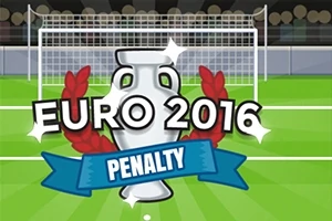 Trofej s nápisom „Euro 2016 Penalty“ pred futbalovou bránou na zelenom ihrisku