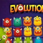 Farebné kreslené netvory s jedným okom a rôznymi výrazmi tváre na tmavomodrom pozadí so slovom EVOLUTION hore