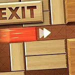 Drevené bloky s posuvnou šípkou smerujúcou k nápisu EXIT