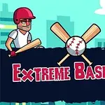 Dva kreslené postavy v baseballovej výstroji stojace oproti sebe s nápisom Extreme Baseball uprostred