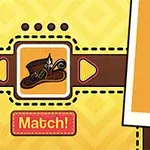 Kreslená postavička s klobúkom vedľa obrázku klobúka s tlačidlom Match!
