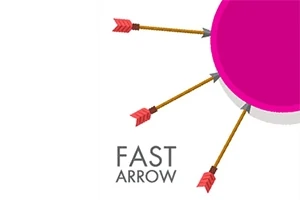Ružový kruh s tromi šípmi a textom FAST ARROW