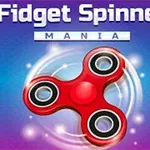 Červený fidget spinner na modrom pozadí s textom v horných častiach