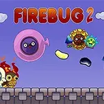 Farebné kreslené postavičky na plošine s nápisom Firebug 2 na fialovom pozadí