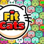 Ilustrácia s farebnými kreslenými tvárami mačiek a nápisom Fit Cats v strede