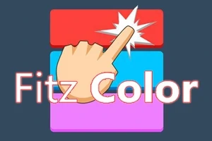 Ruka ukazujúca prstom na farebné bloky v pozadí s nápisom Fitz Color