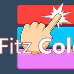 Ruka ukazujúca prstom na farebné bloky v pozadí s nápisom Fitz Color