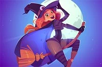 Hraj Flappy Witch, ťuknutím skáč a leť vtákom, aby si sa vyhol prekážkam