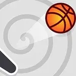 Čierna páka a oranžová basketbalová lopta na špirálovom sivom pozadí