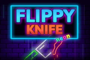 Nápis FLIPPY KNIFE v neónových farbách na tmavom pozadí