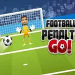 Animovaný hráč v modrom drese pripravuje penaltu proti brankárovi v oranžovom drese pred bránou