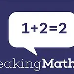 Rečová bublina na fialovom pozadí s matematickým výrazom 1+2=2 a textom Freaking Math naspodku